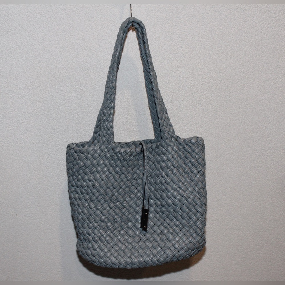 Calvin Klein Light Gray Woven Shoulder Tote